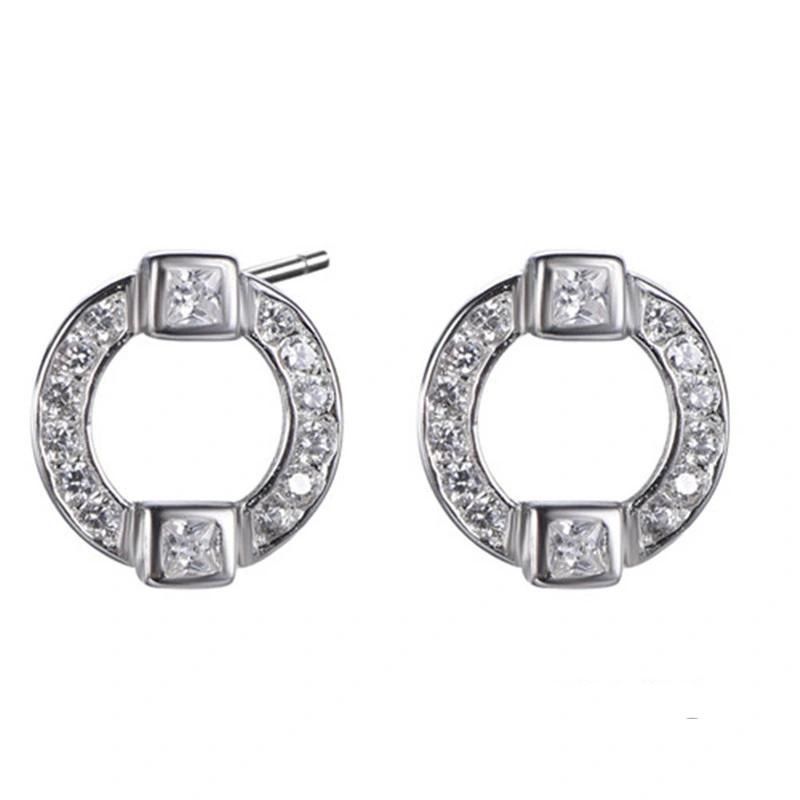 925 Silver Fashion Leaf Stud Earring with CZ