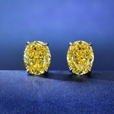 China Wholesale Fashion Jewelry 925 Sterling Silver Stud Earrings Oval High Carbon Diamond Earring