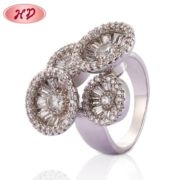 Fashion Women Rhodium Plated Silver Stainless Steel Engagement Wedding Finger Rings Jewelry
