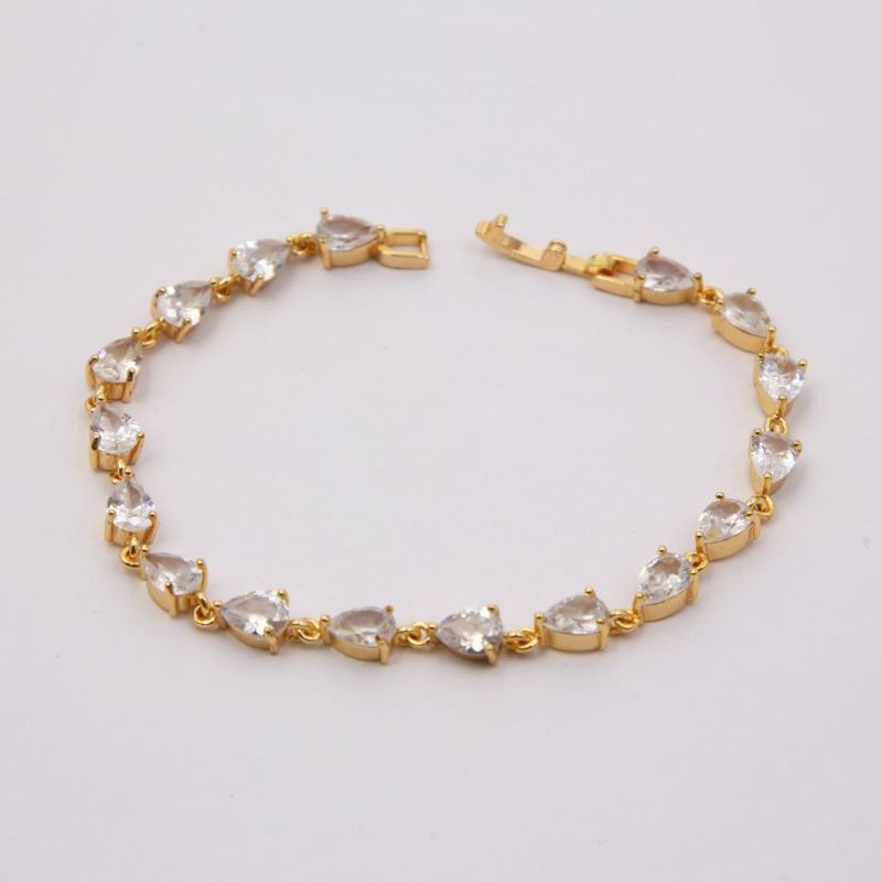 Customized Color Stones 18K Gold Plated Chain Bracelet