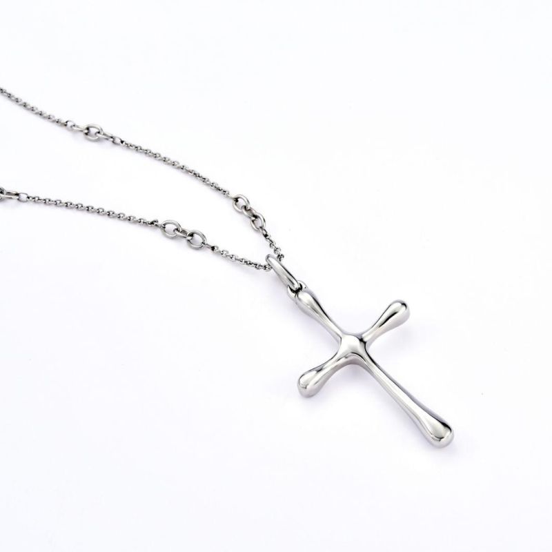 Stainless Steel Silver Color Cross Pendant Necklace Religious Fashoin Jewelry for Gift