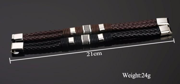 Trendy Genuine Leather Bracelets Men Stainless Steel Multilayer Braided Rope Bracelets for Male Female Bracelets Jewelry