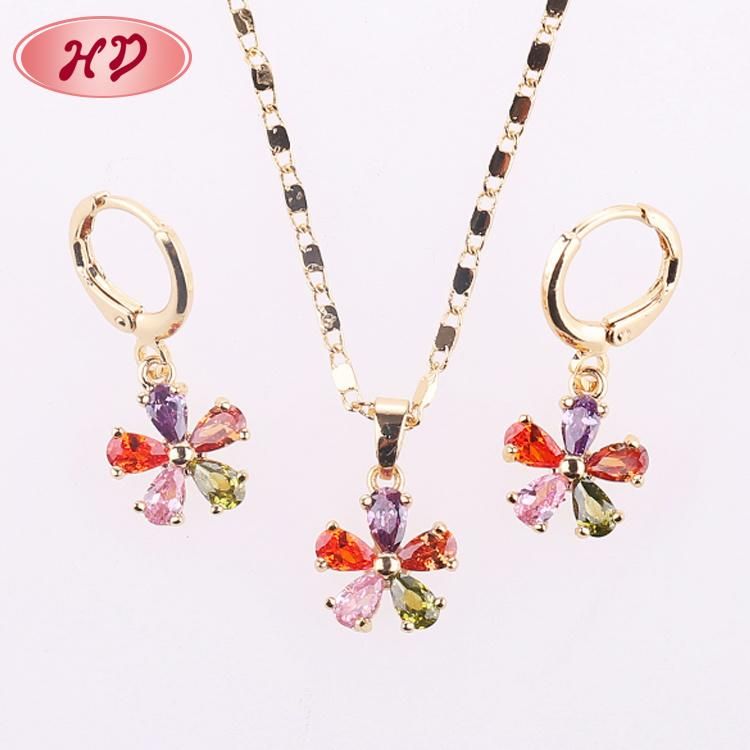 Fashion Wedding Alloy Silver Gold Plated Ring Necklace Earring Jewelry Set with CZ Crystal Pearl