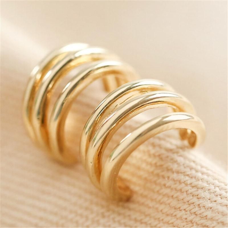 Triple Illusion Hoops Ear Cuff in 18K Gold Plated for Women Jewelry