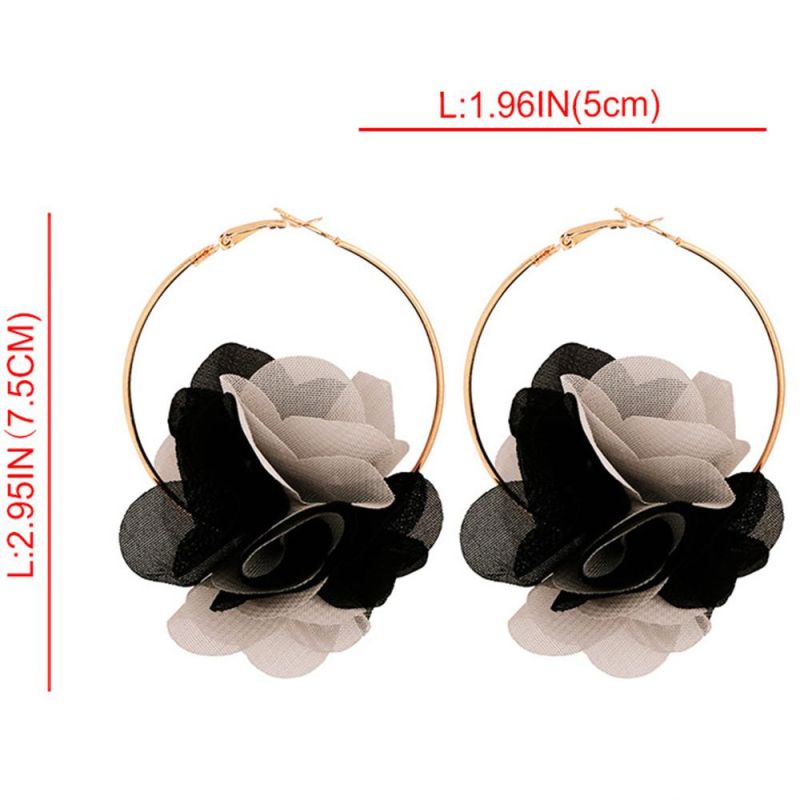 Hot Selling Fashion Women Three-Dimensional Bohemian Color Gold Hoop Flower Bud Earrings Jewelry