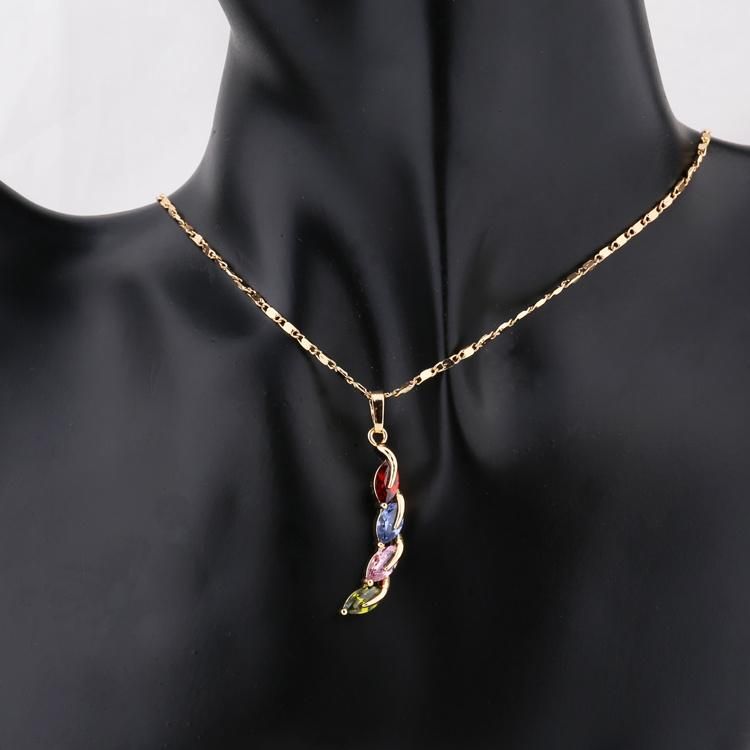 Fashion Women 18K Gold Plated Alloy Crystal Silver Jewelry Chain Sets Pendant Necklace