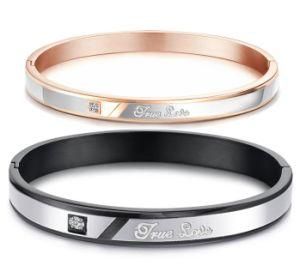 Fashion True Love Bangle Couple Lovers Black IP/Rose Gold Plating Stainless Steel Bracelets Bangles Valentine&prime;s Day Gift
