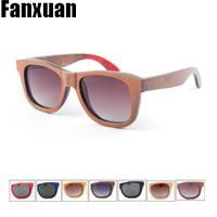 Recyclable Skateboard Wood Sunglasses Bamboo Wooden Sunglasses in Tac Lens