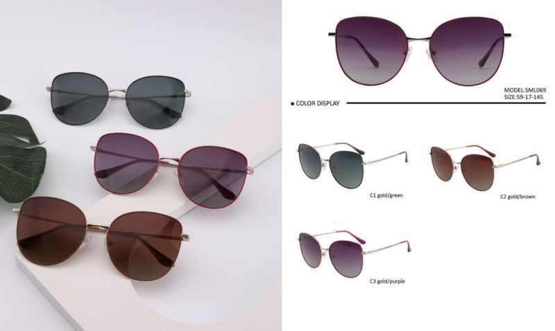 Women′ S Designer Retro Ray Band Metal Pilot Frames 400 UV Polarized Shade Sun Sunglasses