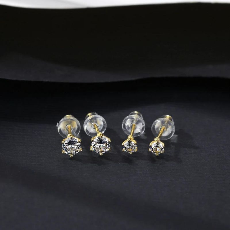 Fashion Jewelry 925 Silver K Gold Rhinestone Ear Stud