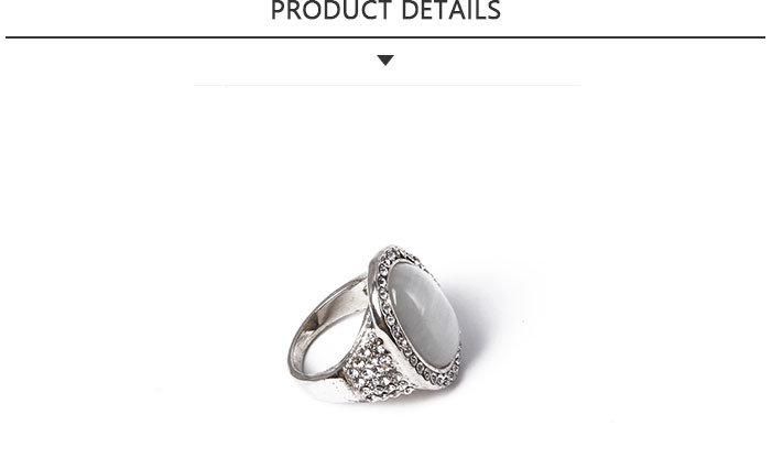 Promotional Fashion Jewelry Silver Ring with White Rhinestone