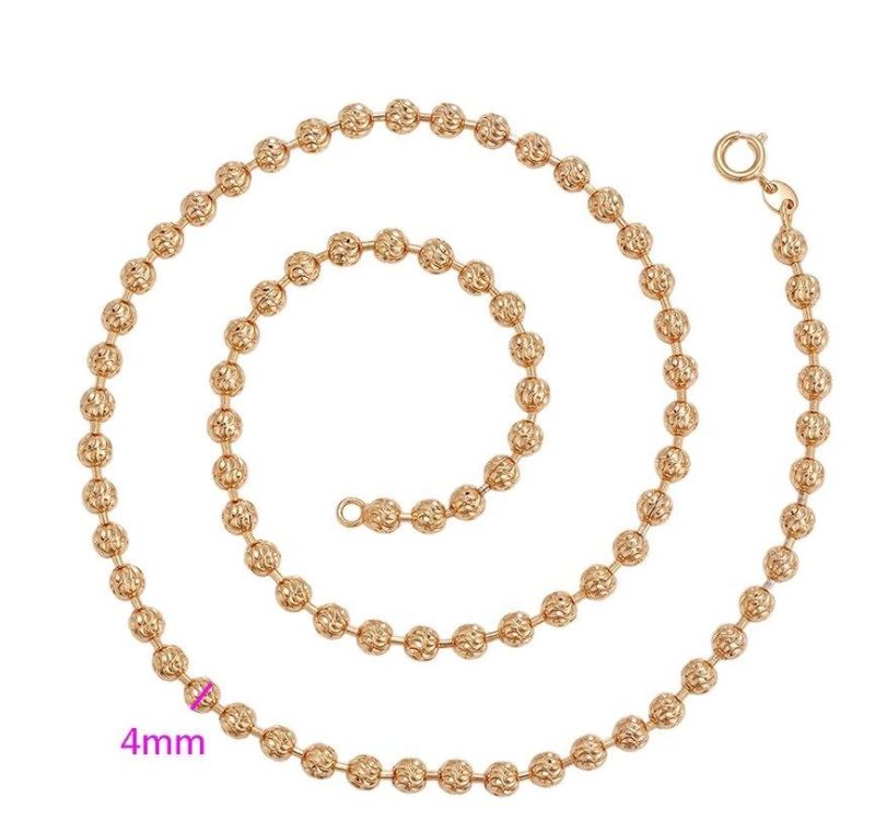 Classical Gold Chain Necklaces Beaded 18K Gold Plated Chain Necklace