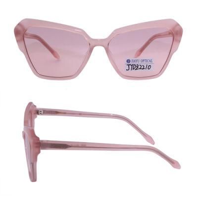 Cat Eye Handmade Acetate Transparent Pink Color Lady Fashion Sunglasses