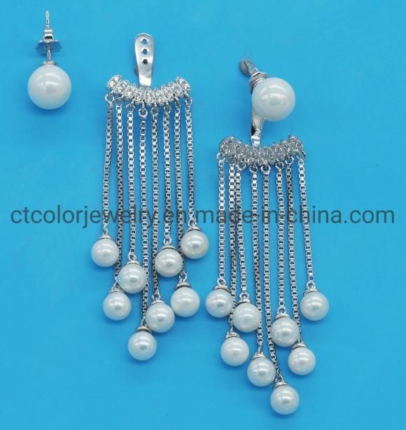 Fashion Jewelry 925 Sterling Silver Jewelry Eardrop Zircon Imitation Freshwater Pearl Earrings for Women