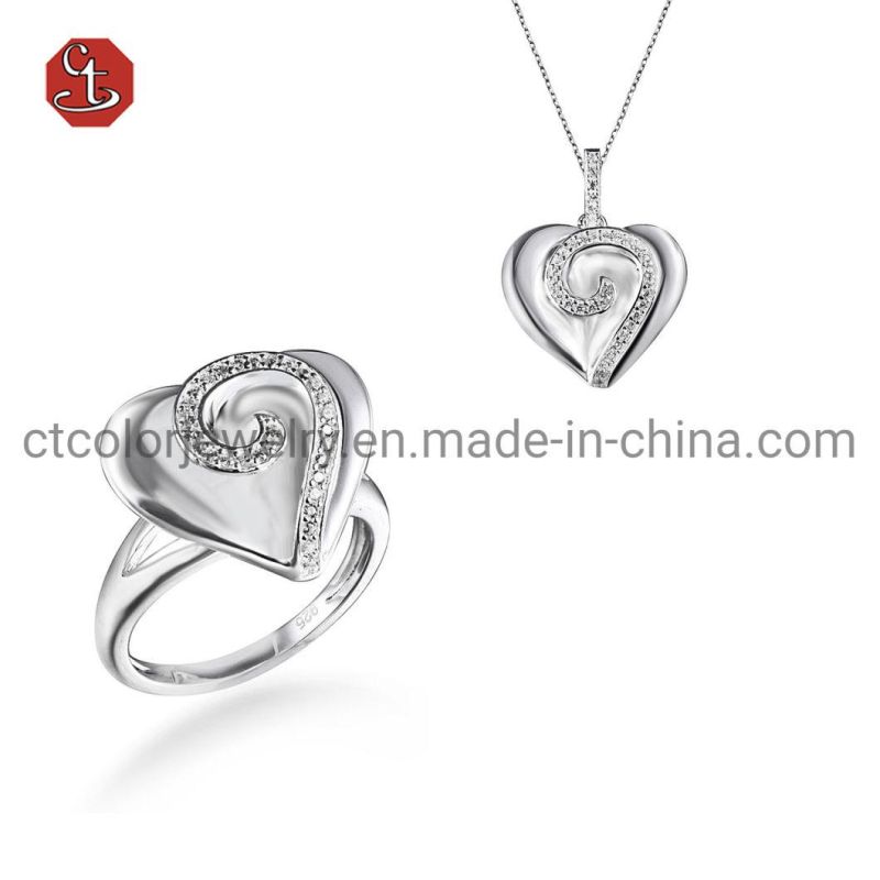 Fashion Silver Ring with 3A CZ Heart Shape Engagement Ring