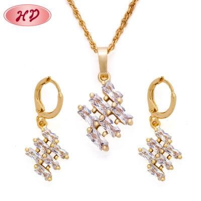 Fashion 18K Gold Plated AAA Cubic Zirconia Costume Imitation Charm Jewelry Sets