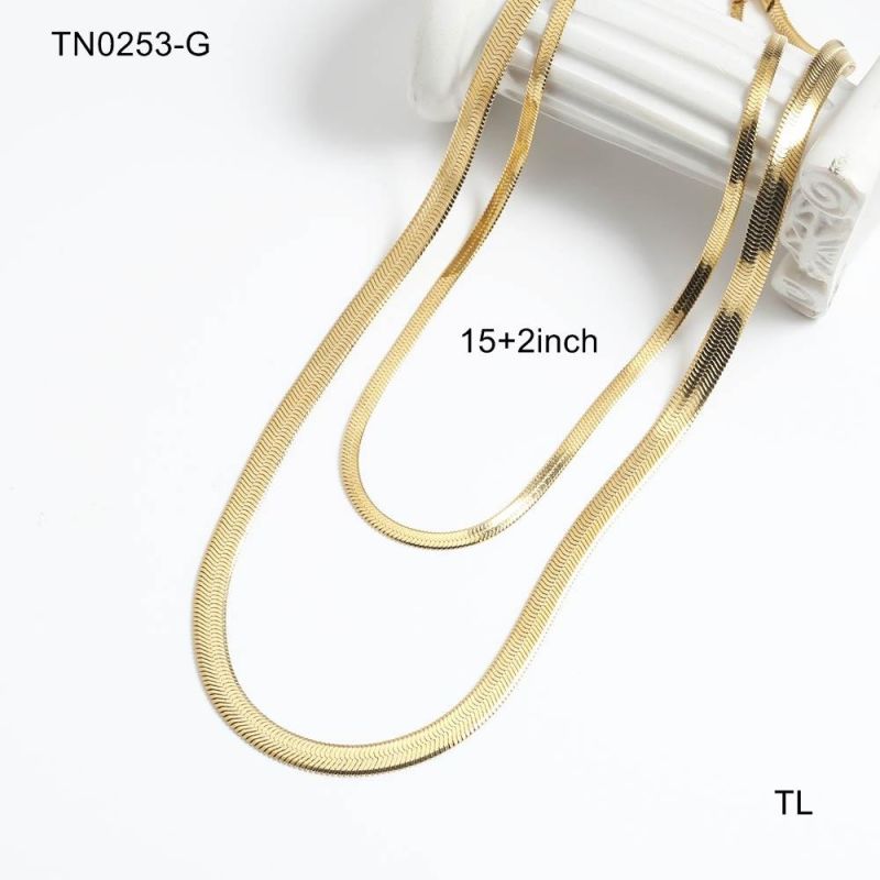 Manufacturer Customized Fashion Gold Necklace High Quality Waterproof Women′s Gold-Plated Jewelry Wholesale Charm Necklace 2 Layers