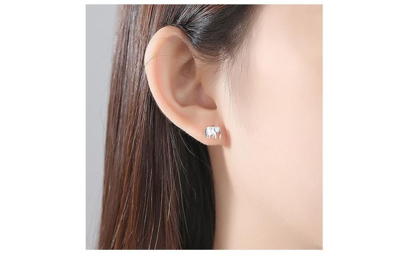 Mother-Child Elephant Design Sliver and Gloden Ear Stud