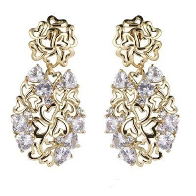 Fashion Heart Flower Female Silver Earring for Party