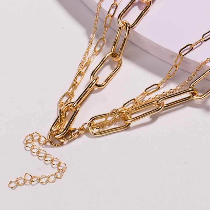 Fashion Jewelry Multi Layers Drop Necklace with Chain and Pearl Charm