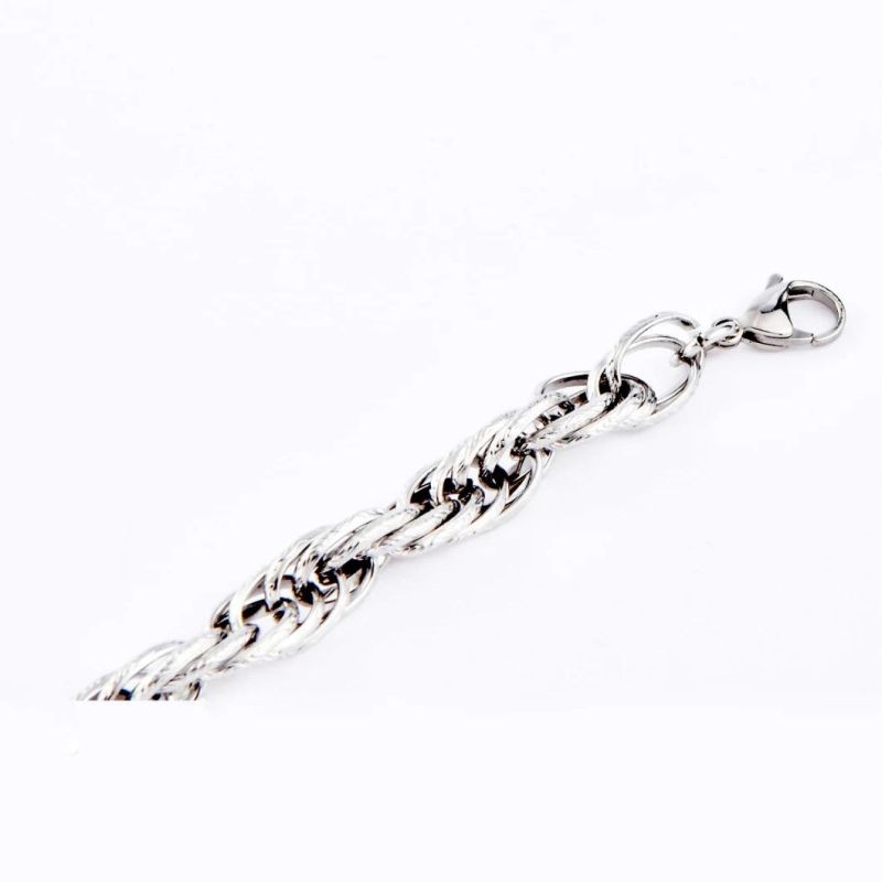 Custom Stainless Steel Sliver Gold Plated Fashion Rope Embossing Jewellery Titanium Steel Link Chain Men Bracelet