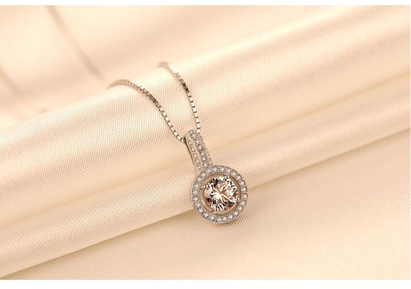 925 Sterling Silver Pendant with Round Cubic Zircon Jewelry