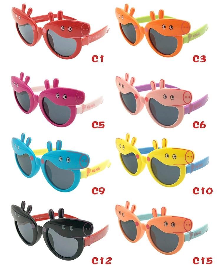 Oversized Frame Famous Brand Pig Shape Cartoon Square Shape Cat. 3 Eye TPE Rubber Sport Bike Polarized Rubber Tpee Kids Eco-Friendly Sunglasses