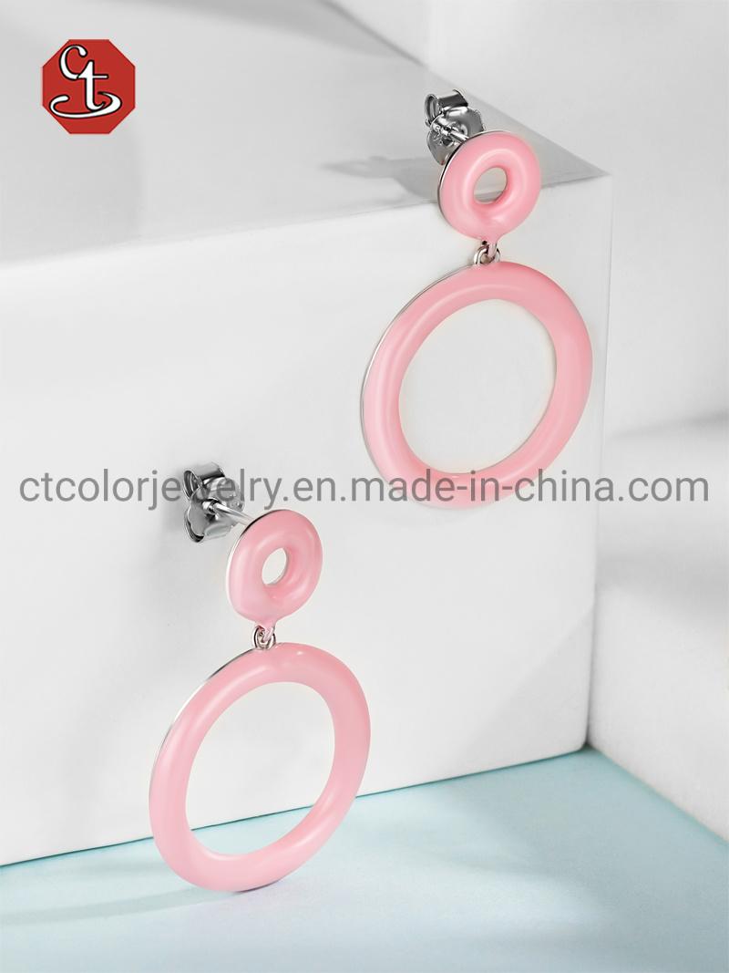 Wholesale High Quality Fashion Jewelry Brass 925 Silver Colourful Enamel Earrings