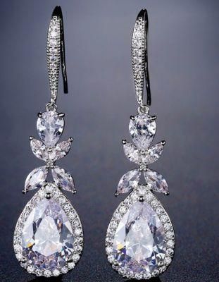 Bridal Pear CZ Earring Jewelry, Wedding CZ Earring Jewelry, Rose Gold Earring