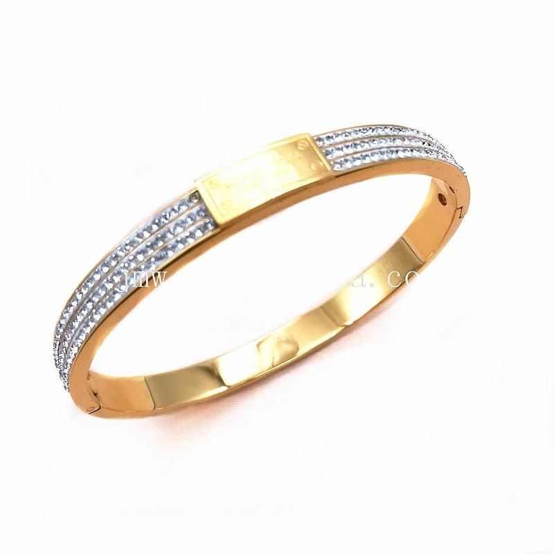 Gold Plated Stainless Steel Bracelet with Cubic Zirconia Bracelet