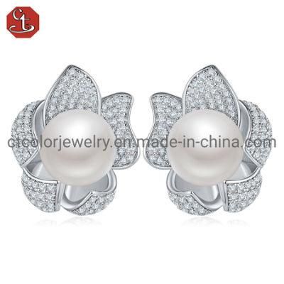 Elegant 925 Silver Shell Fashion Jewelry Pearl Earrings for Wedding Party Gift