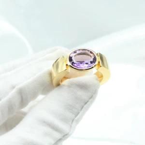 Ring with Silver and Amethyst or Brass with Zironia with Gold Plating