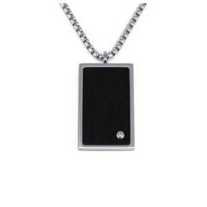 Two Tone Stainless Steel Tag Pendant Necklace