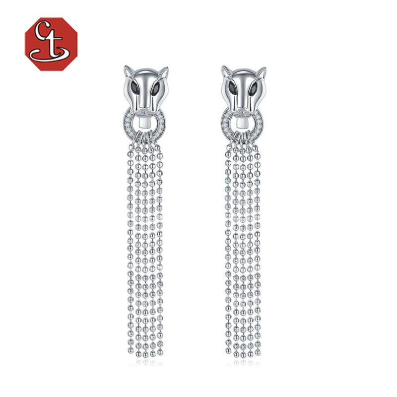 Special Fashion Accessories Jewelry 925 Sterling Silver with CZ Leopard Earrings