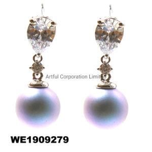 Fashion Jewelry/ Fashion Earring/ with Cubic Zircon/ Pearl/ Silver Earring