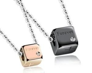 Fashion Jewelry Exquisite Couple Necklace Mosaic Zircon Square Forever Lovers Pendant