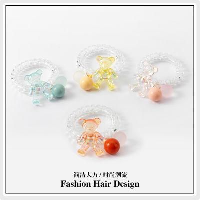 Fashion Jewelry Colorful Bear Phone Line Hair Ring