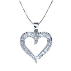 Mother&prime;s Day Gifts Clear CZ Dual Heart Shaped Pendant Necklace