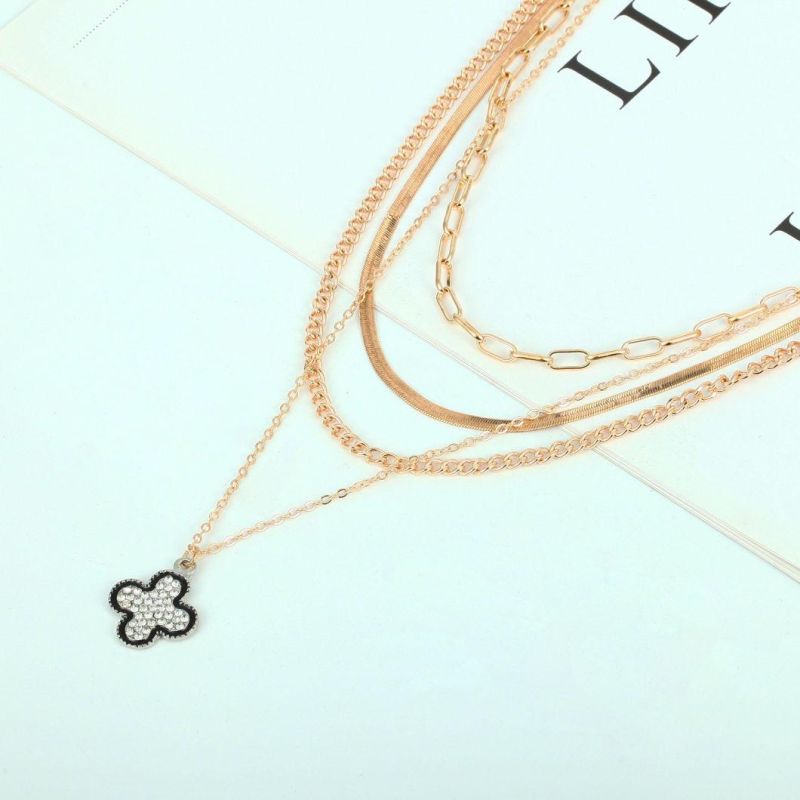 2022 Fashion Multi-Layer Chain Set Four Leaf Chain Street Shooting Necklace for Female Women Girls Gift