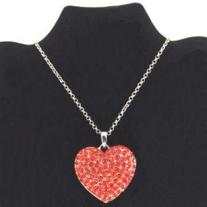 Red Stone Heart Necklace for Fashion Cloth Accessories (FN16040817)