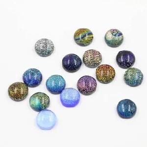 Silver Jewelry Parts Dichroic Glass Cabochons Fit for Earrings Pendant