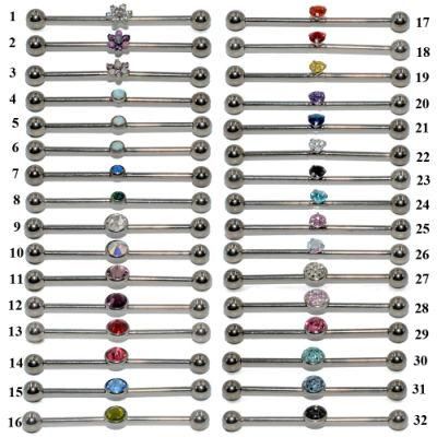 G23 Titanium Industrial Barbells Zirconia and Opal Series Body Piercing Jewelry, Sold as One Piece