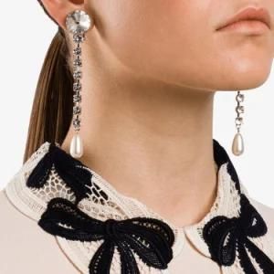 Jewelry Rhodium Plated Zircon Pearl Earrings Long Pearl Earrings