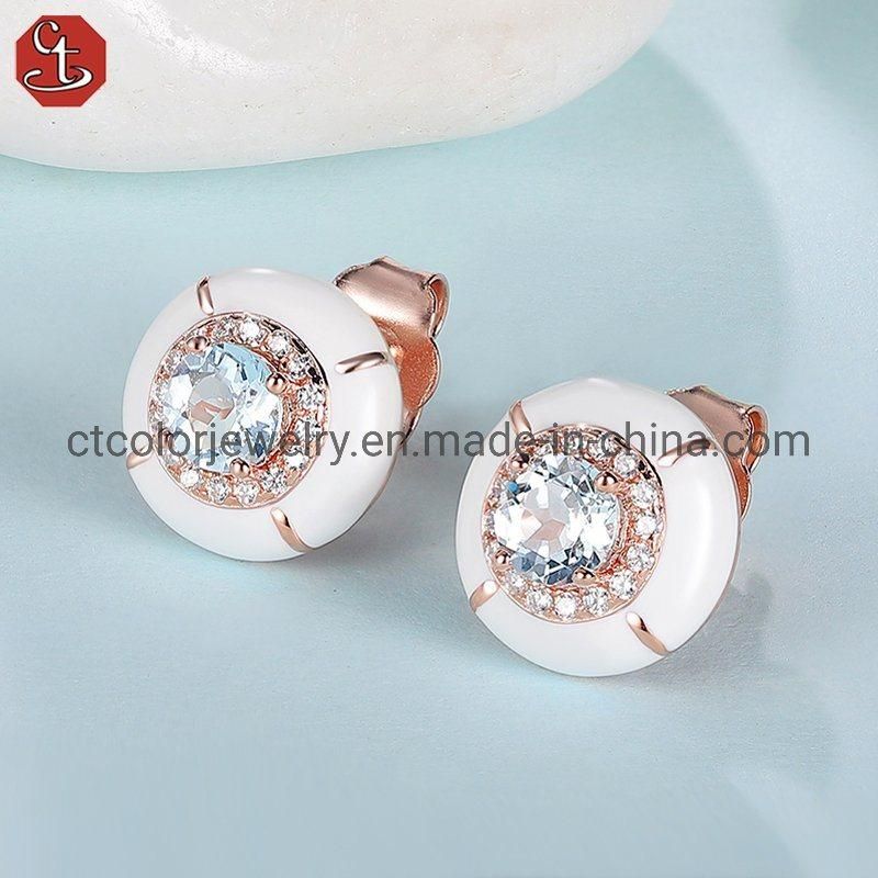 NEW Style Fashion Jewelry Sky Blue Topaz Enamel Jewelry Earrings for Women