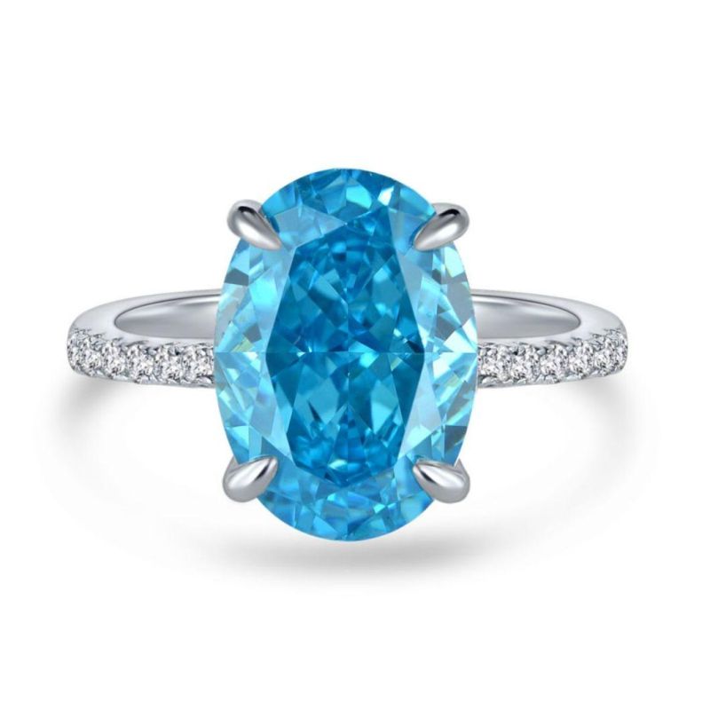 Designer Wholesale Jewelry 9mm*13mm Radiant Cut Oval Pink 5A Zirconia Elegant Engagement 925 Sterling Silver Rings