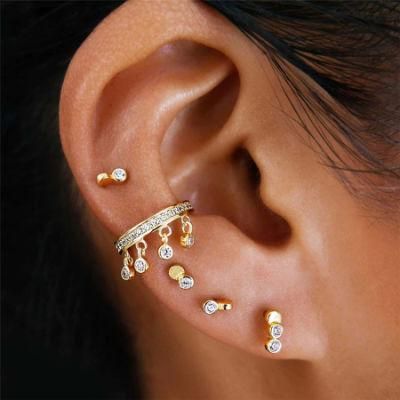 14K Gold Plated Sterling Silver, Crystal Cubic Zircon Thorn Earring Set