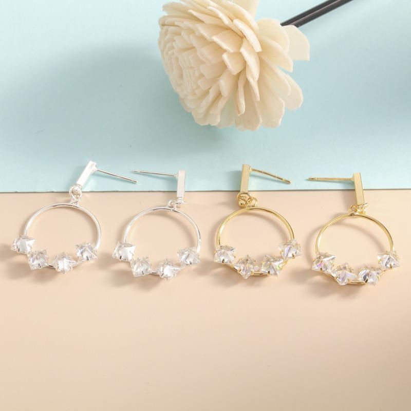 925 Silver Pin Crystal Zirconia Long Earrings