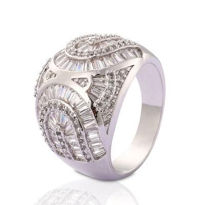 Women Rhodium Plated Stainless Steel Silver Engagement Finger Wedding Rings Fashion Jewelry Design