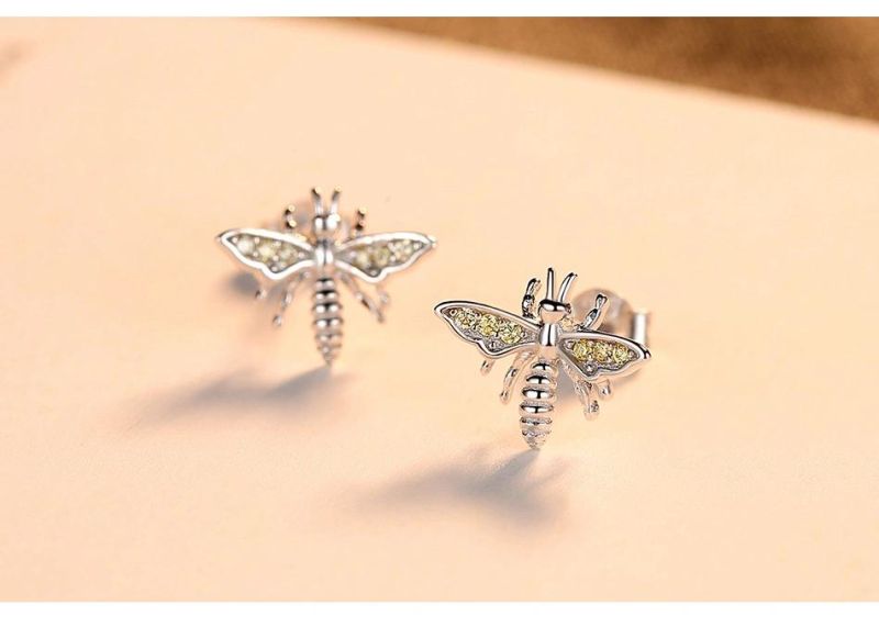 Silver Jewelry Bee Model Earring Stud for Women