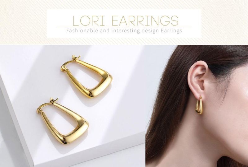 Multi-Faceted Corners Copper Earring in Simple U-Shape Design